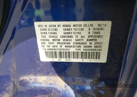 2013 Honda Fit from USA, damaged, VIN JHMGE8H37DC053357